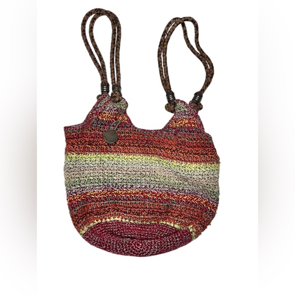 The Sak | Happy & Free Multi-Color Crochet Woven Leather Strap Boho Hobo Bag - Picture 1 of 6
